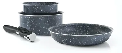 4-tlg. Induktionskochgeschirr-Set, Aluminium, 16/20/24 cm, Marmorgrau