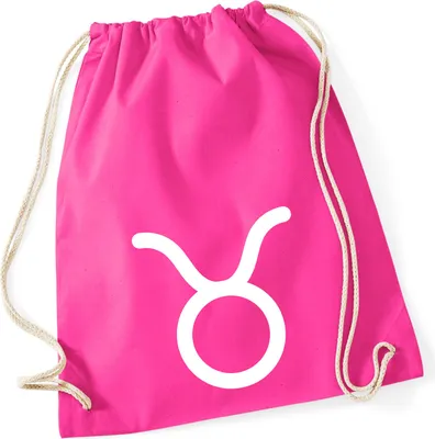 Produktbild von Huuraa Turnbeutel Stier Sternzeichen Zeichen 12 Liter Fuchsia Baumwolle Rucksack Geschenkidee