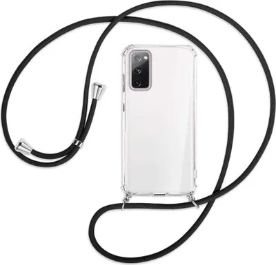 Produktbild von Handykette Backcover-Schutzhülle mit Band (Metall silberfarben) für Samsung Galaxy S20 FE / Lite - schwarz