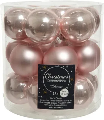 Produktbild von Puderrosa Glas-Weihnachtskugeln Set - 18 Stück, 4 cm, für elegante Dekorationsideen
