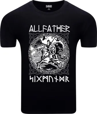 Produktbild von Diarbo Herren T-Shirt mit Wikinger Druck Allvater Odin Schwarz Gr.XXL