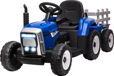 Produktbild von Traktor Anhänger Kinder Aufsitztraktor Fernbedienung Elektroauto Mp3 Scheinwerfer 3-6Km/H 3-6 Jahre Blau