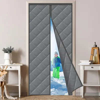 Productafbeelding van Magnetische thermische gordijn voor deuren, 120x220 cm, donkergrijs, waterdicht, winddicht