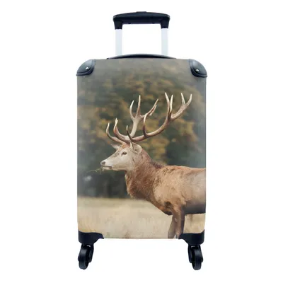 Produktbild von MuchoWow® Koffer Handgepäck Trolley Rollkoffer Kleine Reisekoffer mit 4 Rollen - Hirsche - Gras - Wald - Cabin Size < 55x40x23 cm & 55x40x20 cm - Fotokoffer - Kabinenkoffer - Boardgepäck - Reise-Box - Reisekoffer - Reisegepäck - Koffer mit Bild - Trolley für Kinder