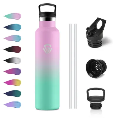Produktbild von Thermosflasche 1L, Kohlensäure Geeignet, Thermoskanne mit Strohhalm, Trinkflasch