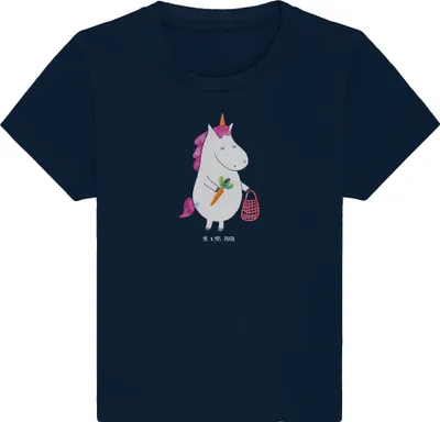 Produktbild von Mr. & Mrs. Panda Organic Baby Shirt Einhorn Vegan 0. - 6. Monat - French Navy - Geschenk, Kleinkind T-Shirt, Gesund essen, , Veganismus, Babyshirt, Unicorn, Leben