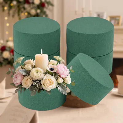 Steckschaum-Zylinder 8×4 cm, 6 Stück, grün, für Blumenarrangements