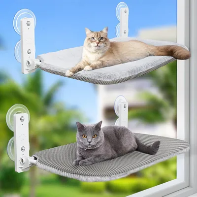 Produktbild von Katzen-Hängematte Fensterhängematte Katze, Katzenfensterliege,Katzenhängematte Saugnäpfe,faltbares Katzenbett, mit 4 stabilen Saugnäpfen, platzsparend