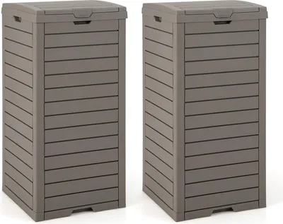 Produktbild von 118-Liter-Abfallbehälter-Set für den Außenbereich mit Deckel und Flüssigkeitsschale