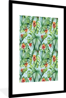 Produktbild von MuchoWow® MuchoWow® Gerahmtes Poster Blumen - Monstera - Orange 60x90 cm - Poster mit zchwarzem Bilderrahmen - Dekoration - Wandposter Wohnzimmer - Hochwertig