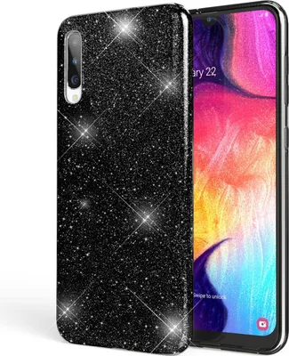 Produktbild von NALIA Glitzer Handyhülle für Samsung Galaxy A50, Diamant Schutzhülle Glitzer Handyhülle Schwarz