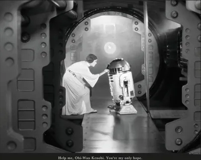Produktbild von Disney Poster Star Wars Leia & R2D2 Schwarz-Weiß - 610255 - 50 x 40 cm