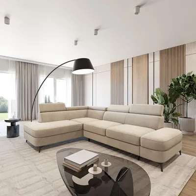 Produktbild von Masseno Ecksofa AVISE MV L-S mit Schlaffunktion L-Form, Sofa mit Bettkasten, Wohnzimmersofa, Couch, Soffa, Bettsofa, Couchgarnitur- Creme, MATT VELVET 06