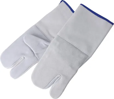 Produktbild von FMprofessional Koch-/Backhandschuhe, hochwertige Ofenhandschuhe aus hitzeresistentem Rindsleder, Topfhandschuhe zum Backen, Kochen und Grillen (Farbe: Grau), Menge: 2 Stück