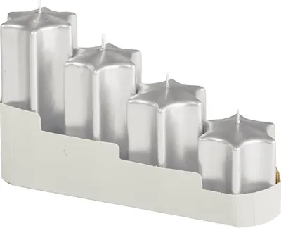 Produktbild von Sternkerzen-Adventsset (abgestuft) Silber Ø 60 mm, 4 Stück