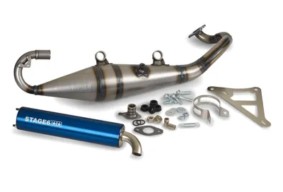 Produktbild von STAGE6 PRO REPLICA MK2 BLAUER AUSPUFF FüR PEUGEOT HORIZONTAL / MORINI HOMOLOGIERT.