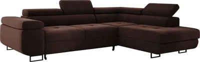 Produktbild von Ecksofa MONTANA 202x277 cm, Wohnlandschaft L-Form, Eckcouch mit Schlaffunktion und Bettkasten, Polsterecke, Samt Sofa, Couch - Rechts Braun MH29