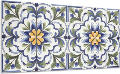 Produktbild von Florales Keramikmuster – Selbstklebende Fliesen – Wandverkleidung – Wandpaneel – PVC Fliesen – Vinylflisen – PCV Flisen – Selbstklebend – Wanddeko – 10 Stück 100 x 50 cm