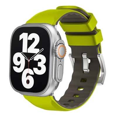 Produktbild von Für Apple Watch SE 2023 40mm Two Color Silikon Sport Armband Watch Ersatz Arm Band Hellgrün
