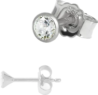 Produktbild von Einzel Kleine Ohrstecker 3,0mm Weißgold 333 8 Karat Gold Ohrring Zirkona Weiß