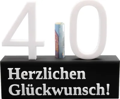 Produktbild von 40. Geburtstag Geschenk Jubiläum 40 Hochzeit Geschenkidee Zahlenständer Vierzig