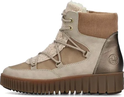 Produktbild von Rieker Damen Schnürstiefel Stiefelette gefüttert beige braun 40