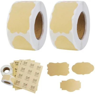 Productafbeelding van Zelfklevende etiketten van kraftpapier, 500 stuks, geschikt voor vaten en cadeaus