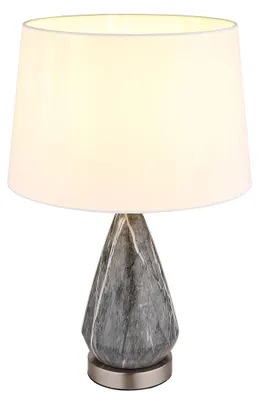 Produktbild von LED Tischleuchte, Marmoroptik, weiß, Textil, H 54 cm