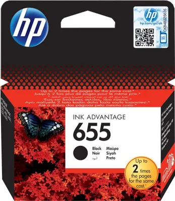 Produktbild von HP 655 Schwarz Original Ink Advantage Druckerpatrone, Standardertrag, Schwarz, Tinte auf Pigmentbasis, Tinte auf Farbstoffbasis, 1 Stück(e), 550 Seiten