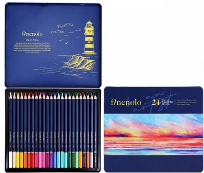 Zdjęcie produktu dla Kredki ołówkowe Deli Finenolo 24 kolory w metalowym etui