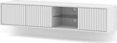 Produktbild von TV-Schrank MITA 156 cm WEIß MATT Hängeschrank mit gefrästen Fronten