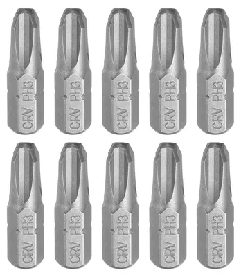 Productafbeelding van Set van 10 Phillips schroevendraaierbits 1/4" sechskantschaft PH3
