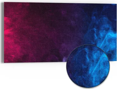 Produktbild von DEQORI Hybrid Leinwand Bild 60x30 cm 'Bunter Farbdunst' Wandbild Glas flach modern