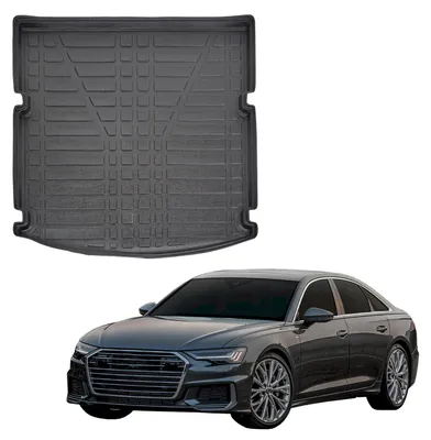 Produktbild von SCOUTT | Kofferraumwanne Laderaumwanne Kompatibel mit Audi A6 C8 Sedan ab 2018, mit Hoher Rand, Kofferraum-Schutzmatte, Geriffelt, Aufrollbar, Schwarz