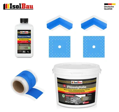 Dichtset Dusche Flüssigfolie 9,5 kg Abdichtset Dichtband Bad Duschelement Set