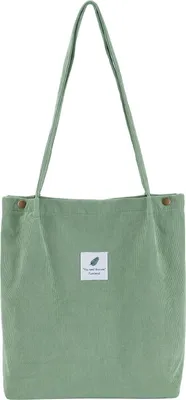 Produktbild von OKWISH Damen Cord Shopper Tasche in Braun, Große Umhängetasche, Schultertasche, Handtasche, Tragetasche - Grün