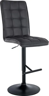 Produktbild von Barhocker PIMIR - Kunstleder Schwarz 45x54x112 cm Schwarz | Barstuhl Höhenverstellbar Mit Lehne Drehbar Tresenhocker Tresenstuhl Kneipenhocker