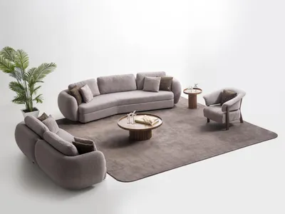 Zdjęcie produktu dla Stylowy szary zestaw wypoczynkowy Nowoczesna czteroosobowa sofa Elegancki fotel tapicerowany
