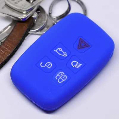 Produktbild von Auto Schlüssel Hülle Silikon Schutz Cover Blau kompatibel mit Land Rover Discovery IV Range Rover Sport Evoque 2009-2017 5 Tasten KEYLESS SMARTKEY
