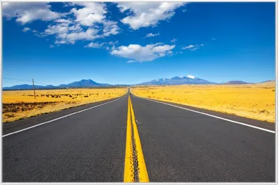 Produktbild von Wallario Wandbild Route 89 in Arizona - Am Ende der Horizont, Größe: 61 x 91,50 cm, Poster mit weißem Aluminiumrahmen