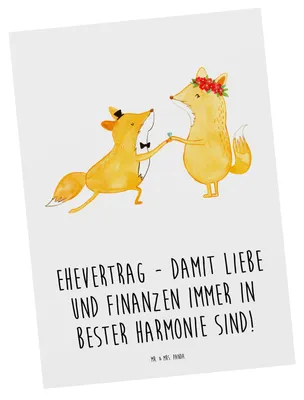 Produktbild von Mr. & Mrs. Panda einzelkarte Ehevertrag Liebe Finanzen - Weiß - Geschenk, Ansichtskarte, Harmonie, Kunstkarten, Postkarten, Grußkarte, Ansichtskarten, Heirat, Respekt