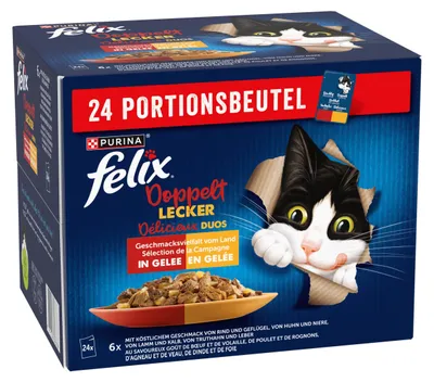 Produktbild von FELIX Doppelt Lecker Nassfutter für Katzen Geschmacksvielfalt vom Land 24 Beutel