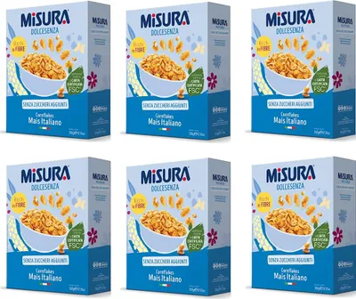 Produktbild von 6x Misura Dolcesenza Knusprige und Goldene Cornflakes Italienischer Mais Ohne Zuckerzusatz 350g