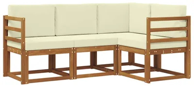 Produktbild von vidaXL Outdoor-Sofagarnitur mit Kissen 4 pcs Natur und Creme