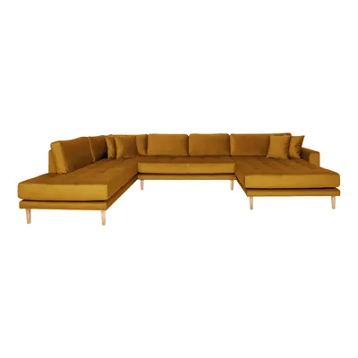 Produktbild von Wohnlandschaft >Lido< in Senfgelb, Velour - 370x76x220cm (BxHxT)