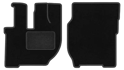 Produktbild von Velours-Fußmatten Vorne passend für Volvo FH I (Lkw, Bj. 1993-2002) – schwarz, passgenau, mit Befestigungen set 2 Stk. - STANDARD