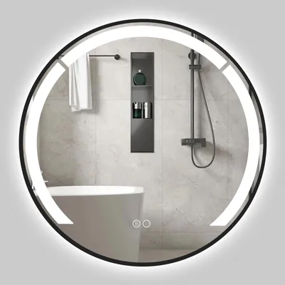 Image de Miroir de salle de bain FANTASK avec éclairage, 60 cm, miroir LED avec fonction anti-buée