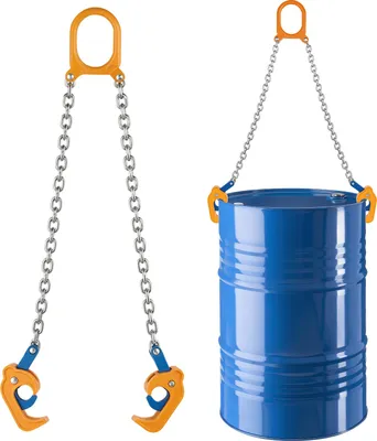 Obrázek produktu pro VEVOR zvedák na sudy, G80 zvedák na sudy s bezpečnostním hákem, nosnost 0,9 T, 50 cm dlouhé zařízení pro manipulaci se sudy, řetězový zvedák na sudy z uhlíkové oceli pro plastové a kovové sudy