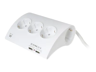 Produktbild von Ewent EW3935, 1,5 m, Drinnen, Weiß, Kunststoff, 5 AC-Ausgänge, 110 - 230 V