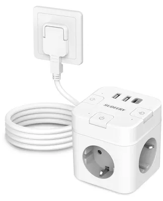 Immagine prodotto di Ciubotta multipresa 6 in 1 con porta USB-C, 3 prese di corrente e cavo da 2 metri